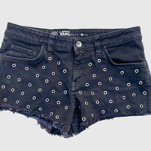 VANS Denim Shorts Black With Grommeted Stretch